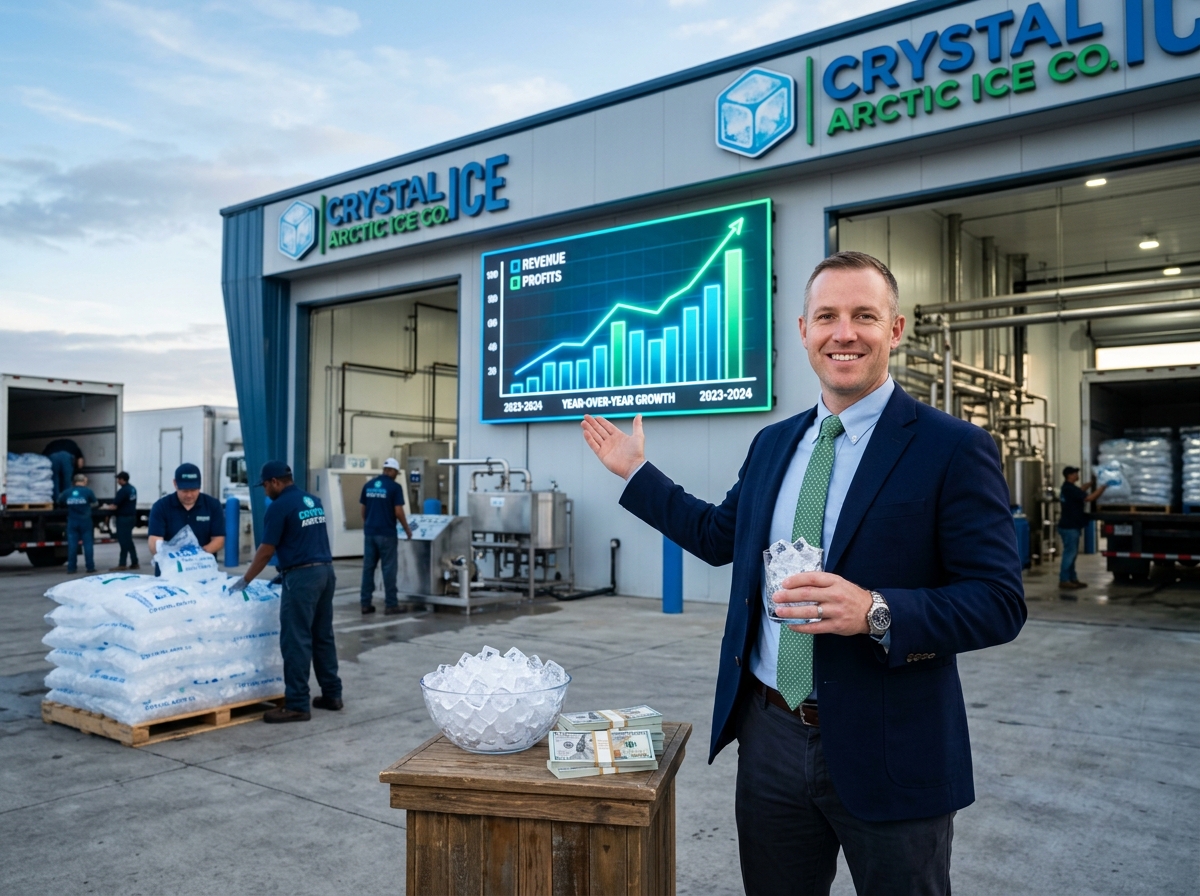 Empresario exitoso de distribución de hielo
